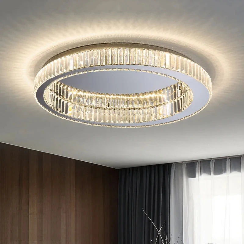 plafonnier led transparent moderne strass brillant diametre 800mm doré