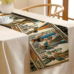 nappe lin égyptienne ancien motif personnage hiéroglyphes table décoration intérieure thèmes