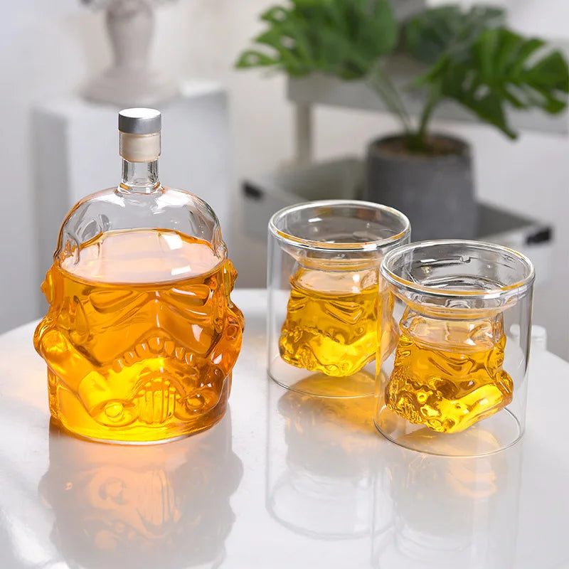 set décanter verres liqueur transparent star wars stormtrooper geek collector ambré argenté 25oz 10oz