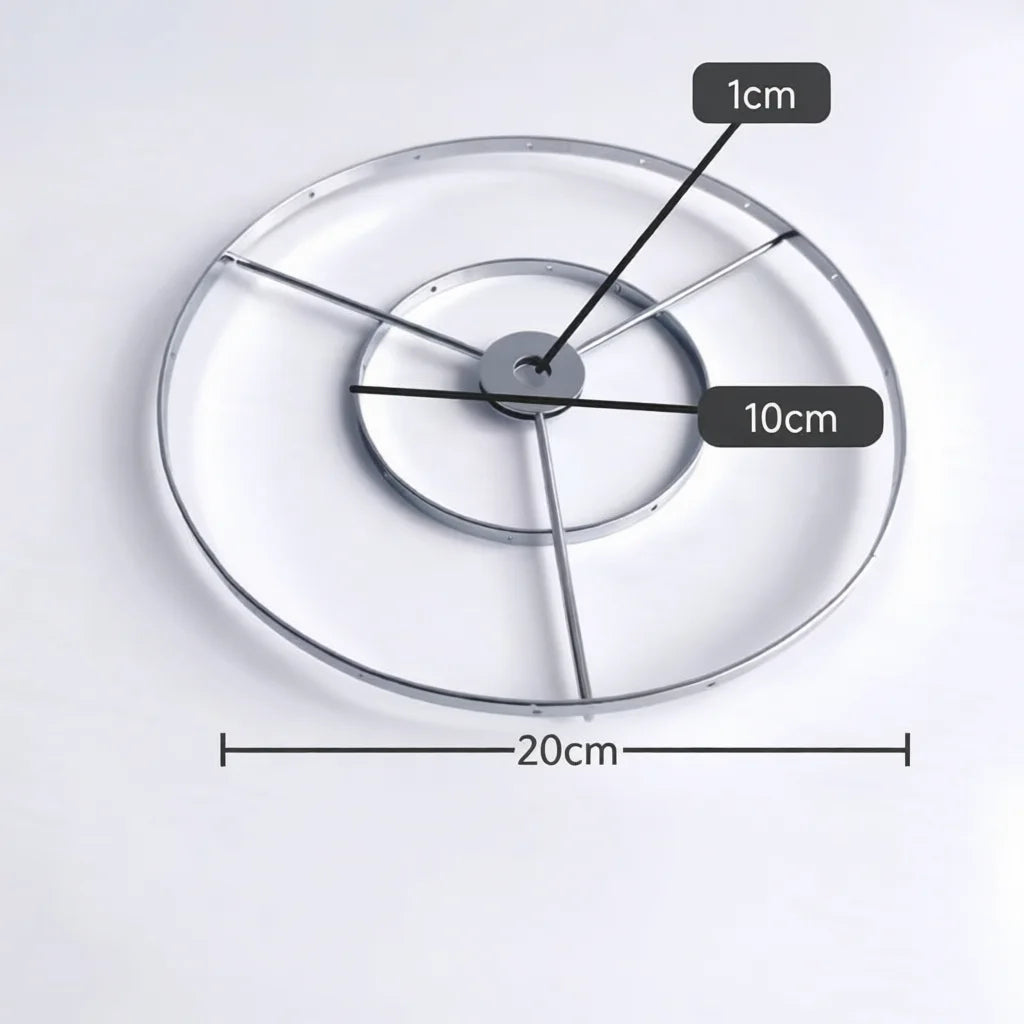 support lampe moderne minimaliste structure circulaire argenté doré barres horizontales verticales opacité fixations invisibles