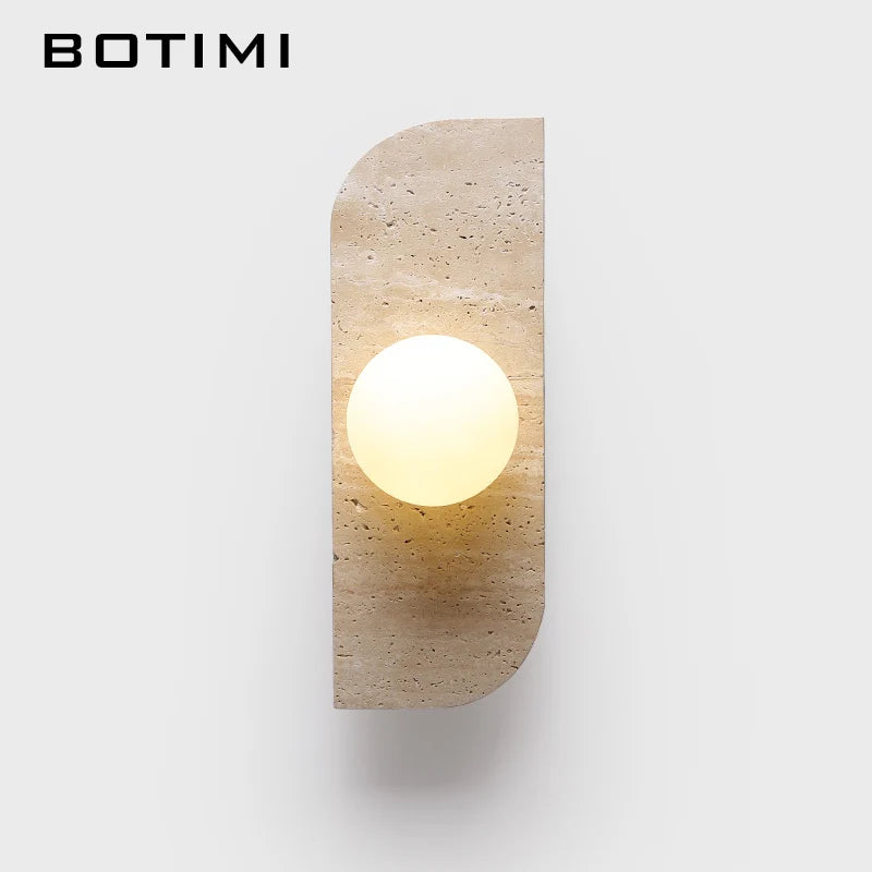 applique murale led moderne minimaliste japonais éclairage quotidien murale texture pierreOpaque globe luminaire
