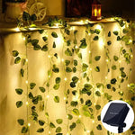 guirlande lumineuse solaire feuilles vertes motif veiné transparent extérieur décoration jardin