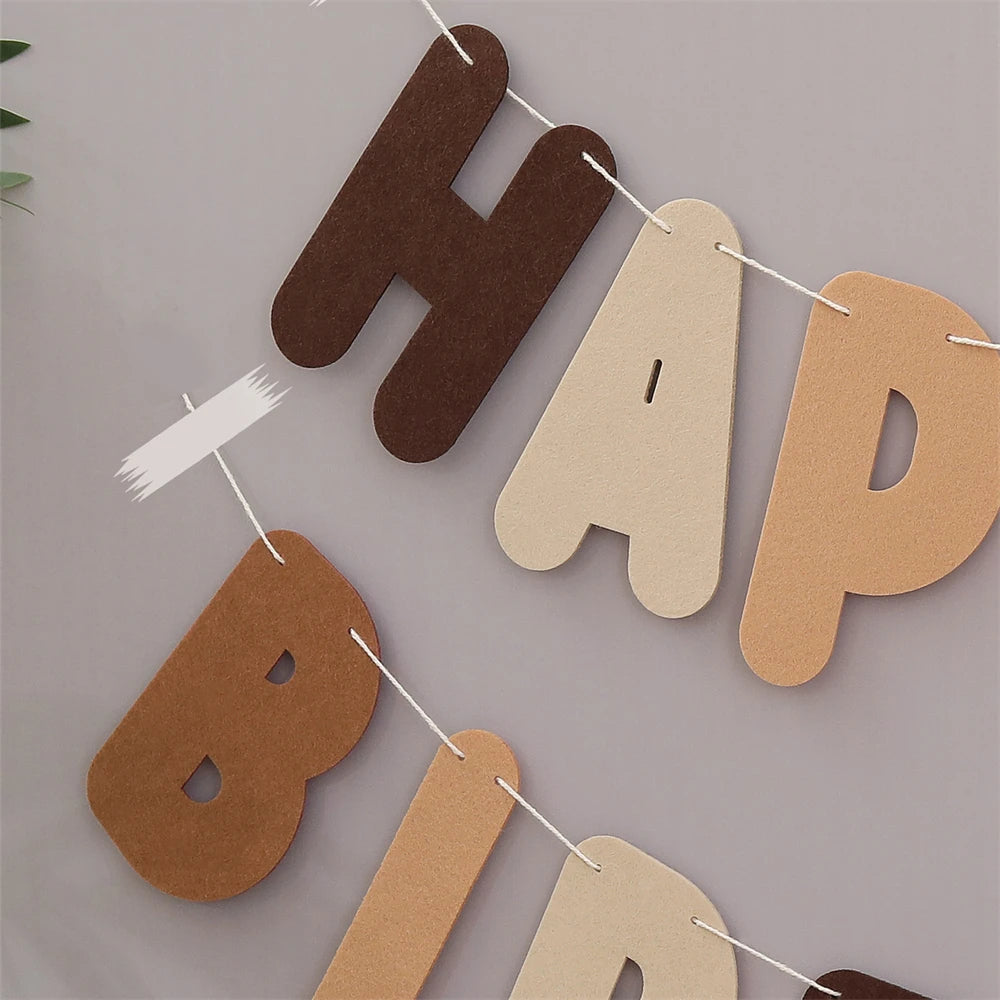 guirlande lettres happy birthday ours brun décor anniversaire clips marron carton festive