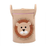 paniers rangement animaux tigre crocodile éléphant jouets gris vert beige couvercle poignées amovibles enfants