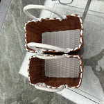panier tressé marron clair moderne poignées empilable utilisation multiple rangement