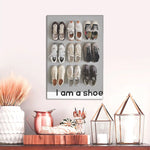 porte chaussures mural moderne gris clair cadre bois neutre sans motifs spécifiques