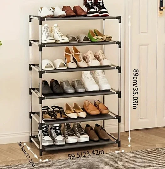 étagère chaussures multi niveaux gris métal moderne réutilisable fixations plastiques porte chaussures