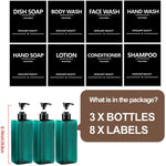 flacons savon liquide noir vert transparent moderne minimaliste rechargeables salle bain cuisine