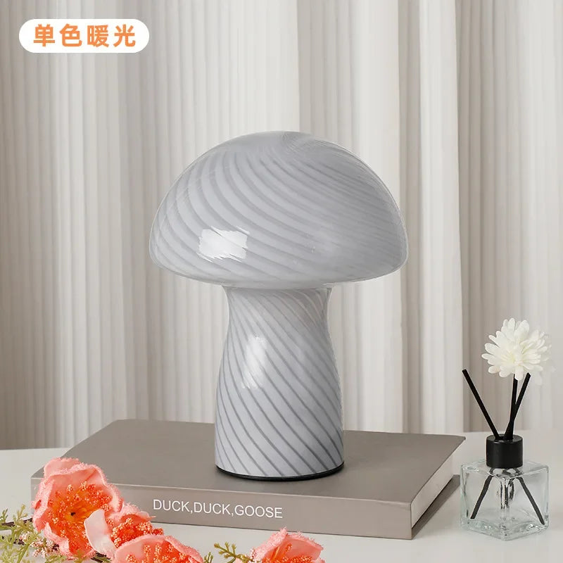 lampe table moderne jaune rayures blanches verre opalescent interrupteur tactile 220v