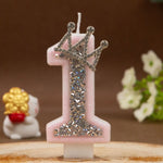 bougies chiffres rose pâle strass argenté décoratives anniversaire princesse couronne festive création