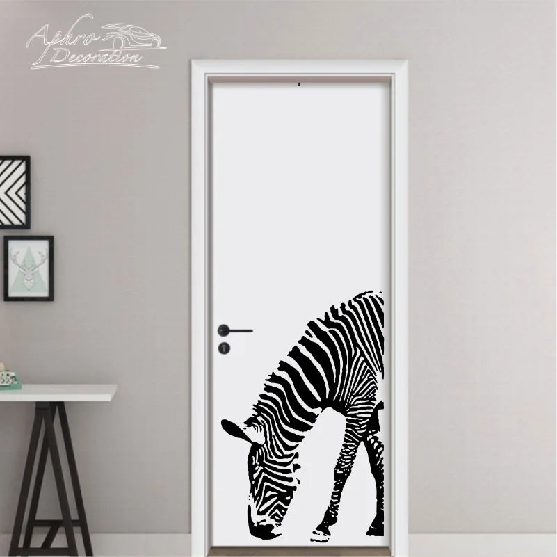 sticker mural zèbre noir blanc adhésif moderne décoration intérieure élégante minimaliste mur fixe pvc
