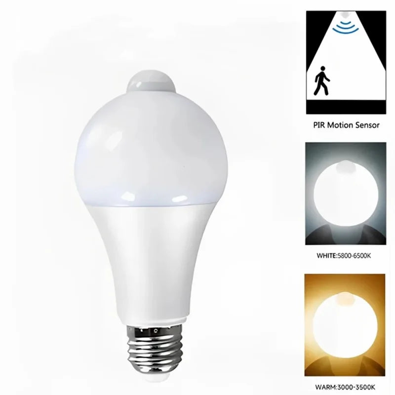 ampoule led e27 détecteur mouvement blanc moderne 12w 15w 18w 20w 6w 9w