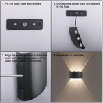 applique murale led noire moderne 3000k 6500k 4w 6w 8w 10w intérieur extérieur