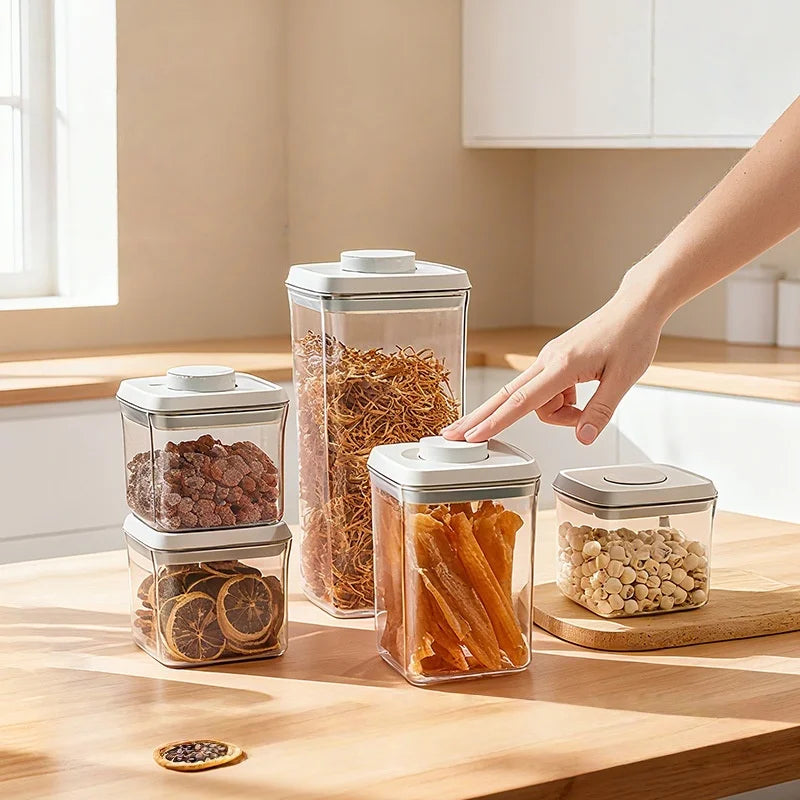 boîtes rangement transparentes hermétiques sans BPA alimentaires sèche noix moderne minimaliste washables