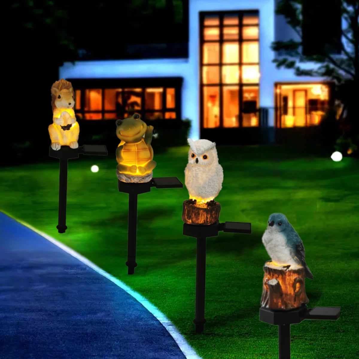 décoration extérieure solaire souris hibou oiseau grenouille animaux patio jardin réaliste imperméable lumière solarisée