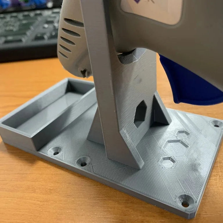 support pistolet colle chaud récupérateur colle impression 3d texturé gris bleu utilitaire maison atelier