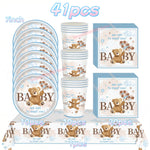 assiettes jetables anniversaire ours enceinte ballons napkins tablecloth thème bébé festive