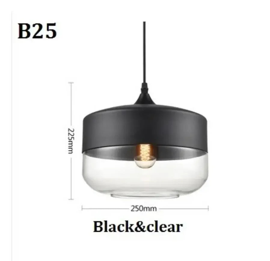 suspension lumineuse moderne pendentif verre noir transparent contemporain fixation câble luminaire salle manger chambre