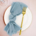 serviettes réutilisables coton jaune bleu clair classiques effilochées clips décoratifs table restaurant maison