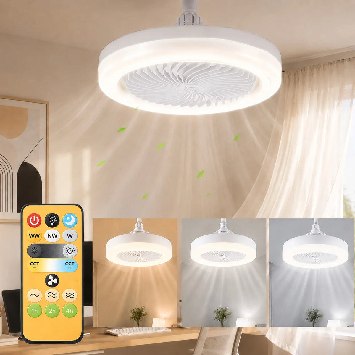 ventilateur plafonnier led lampe moderne minimaliste blanc certification vde ul rohs cqc cem fcc