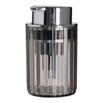 distributeur savon liquide transparent moderne rayures verticales pompe élégant salle bain comptoir