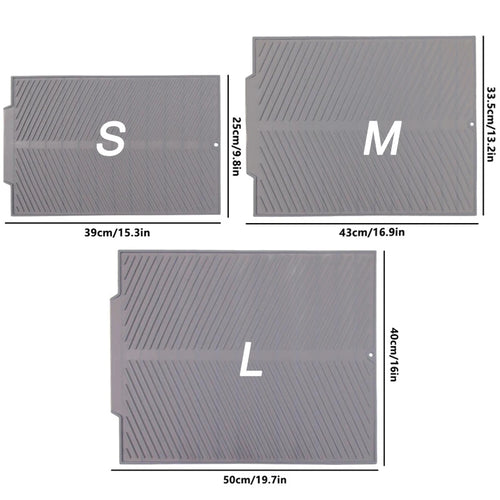 tapis silicone non glissant moderne vert clair rayures diagonales vaisselle assiettes cuillères pots verres