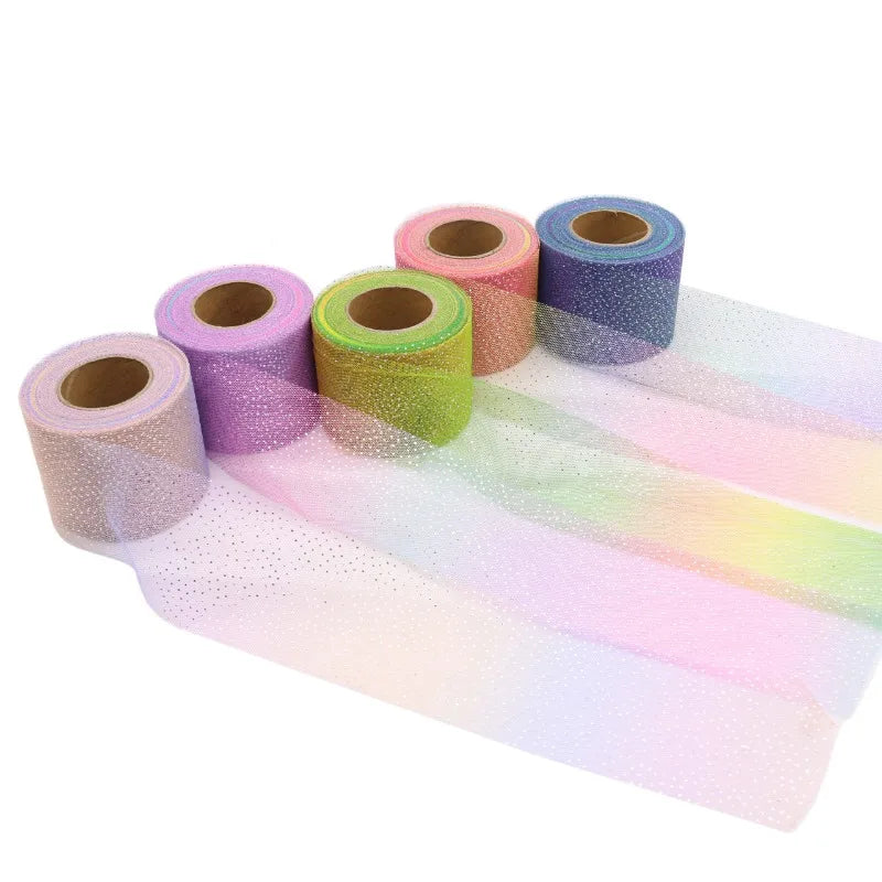 ruban pailleté multicolore 100 polyester 6cm large 25mètres élégant bricolage fête tutu voile opaques