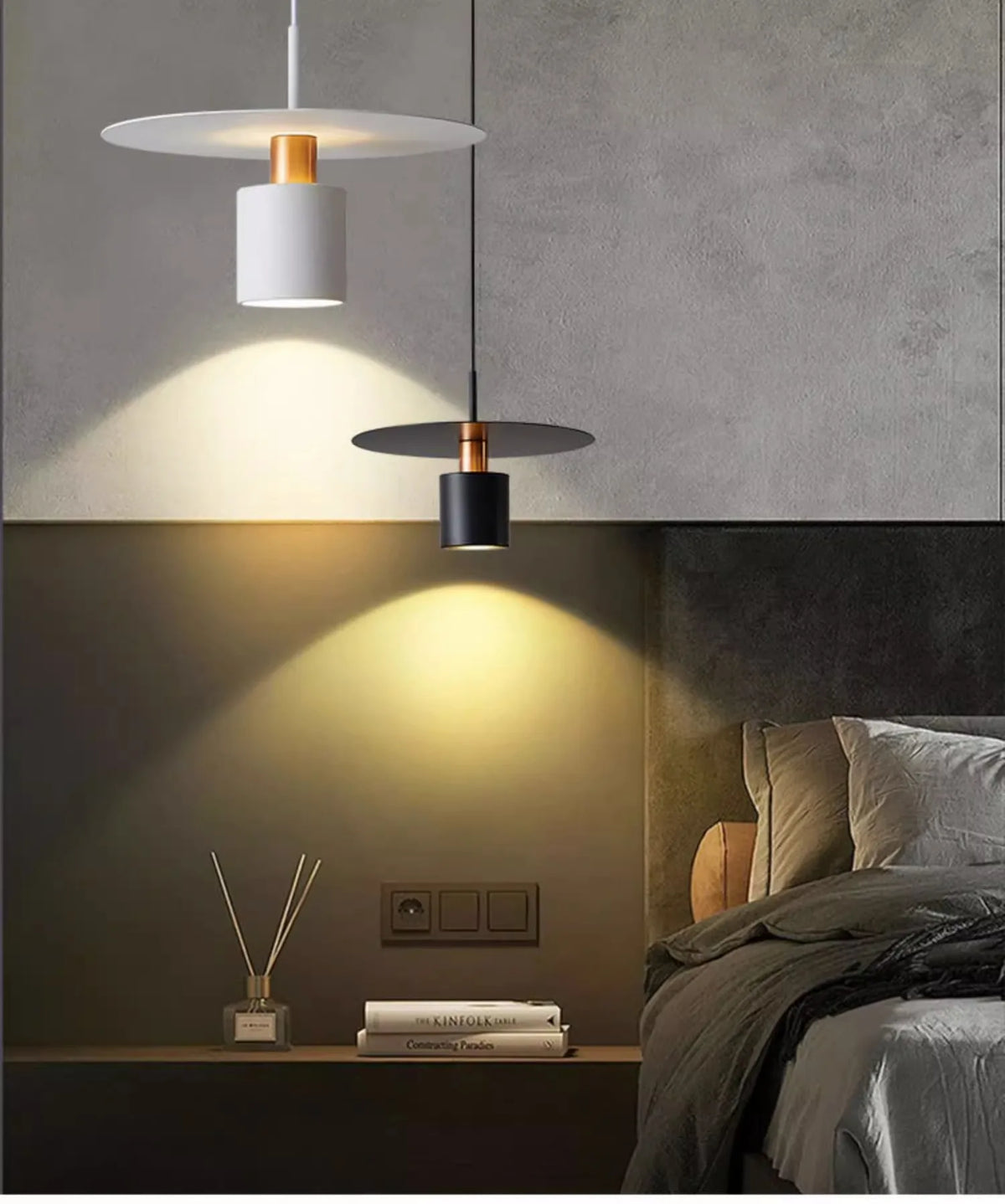 lampe suspendue moderne minimaliste blanc noir doré pendentif câble salon chambre étude