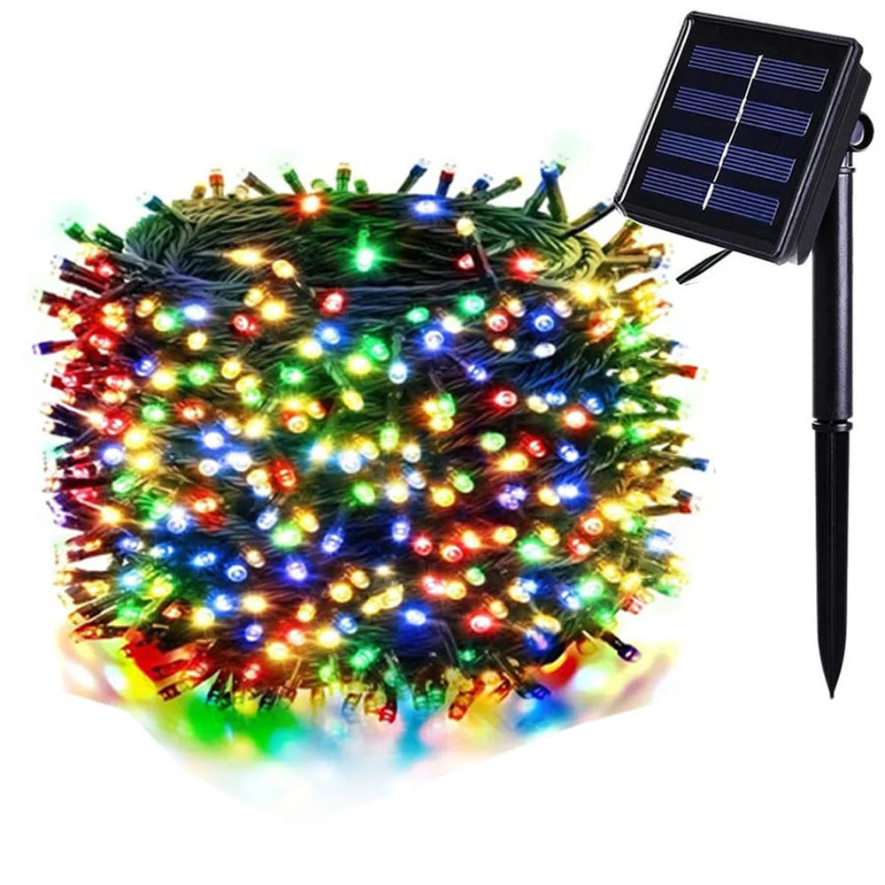 guirlande lumineuse solaire multicolore points lumineux moderne extérieure décoration jardin vacances led ip65 étanche