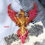 sculpture phoenix blanc or rouge relief brillant artisanal silicone