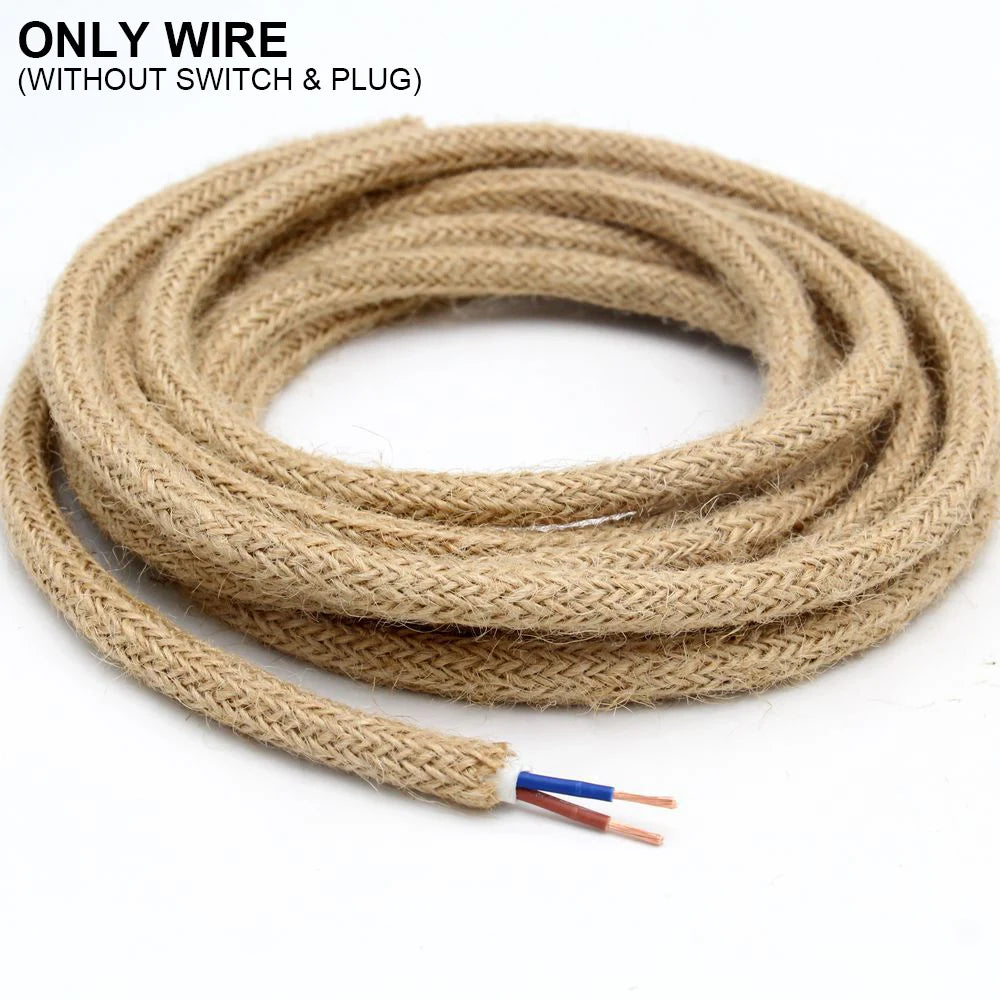 câble électrique tissé vintage 2m 3m e27 on off eu plug noir rustique