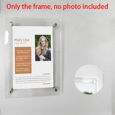 Cadre photo transparent moderne clips magnétiques acrylique suspendu peinture murale enfant 10.2x15.2cm 12.7x17.8cm 15.2x20.3cm