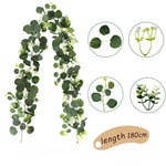 guirlande feuilles eucalyptus artificielles fleurs blanches vert clair décoration extérieure naturelle rustique mariage fête