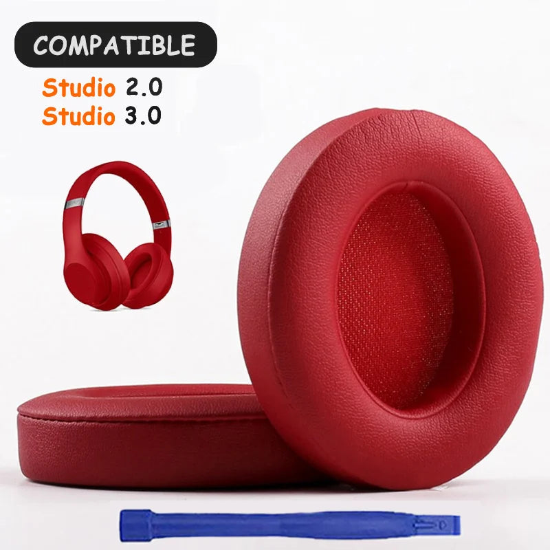 oreillettes casque audio cuir mousse noir gris bleu rouge adhésif confortables ergonomiques remplissage beats