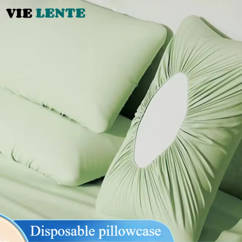 protège oreiller jetable uni moderne vert pastel violet clair blanc plissé pratique 50*80cm 2pièceshôtel