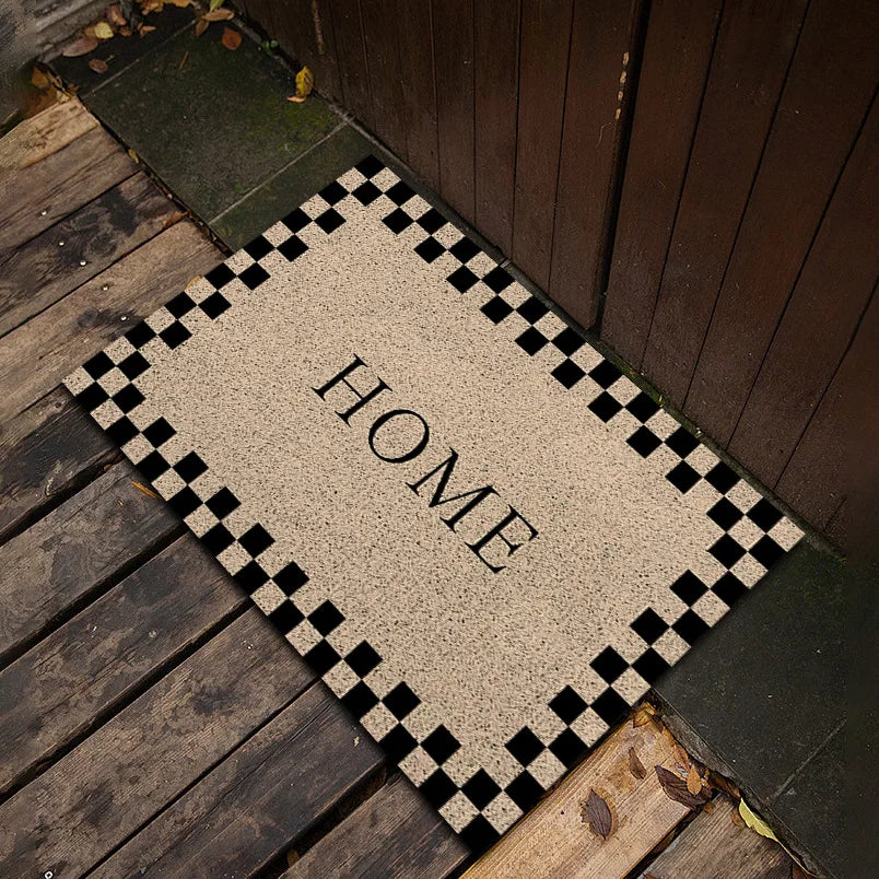 tapis d'entrée moderne carreaux vintage bienvenue antidérapant résistant extérieur salon