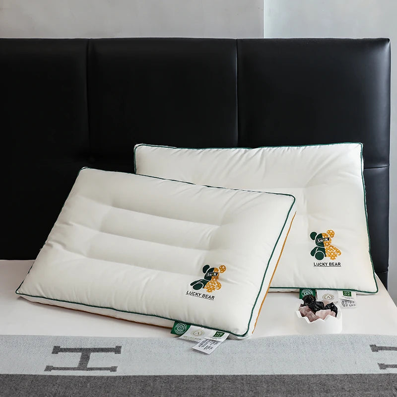 oreiller coton blanc patchwork bordure verte orange anti apnée anti ronflement therapy refroidissement 40x60cm