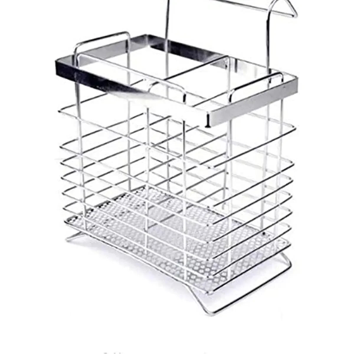 panier ustensiles argenté maille régulière poignées fourchettes cuillères spatules moderne cuisine silver