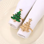 anneaux serviette arbre noël vert doré argenté décoration table festive métal respectueux environnement noël
