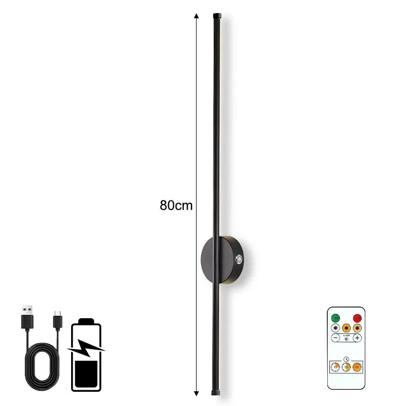 lampe murale led rechargeable sans fil noir doré moderne télécommande tactile 50cm 80cm
