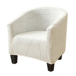 housse fauteuil moderne feuilles stylisées beige gris bleu clair polyestère lavable machine Jacquard fixations