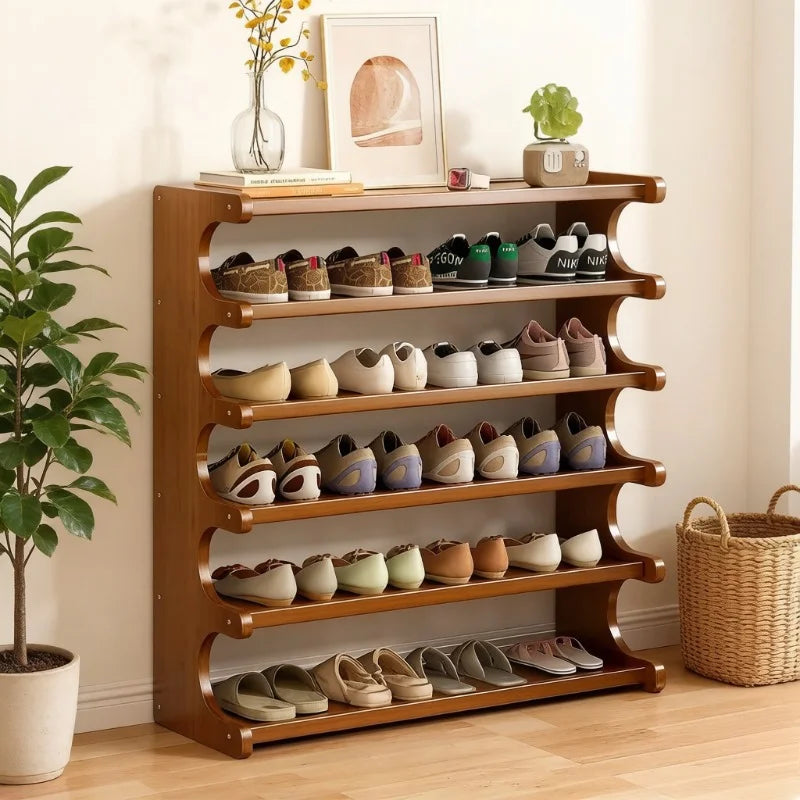 meuble chaussures bois moderne marron clair 83cm hauteur 50cm largeur rangement minimaliste multiple types