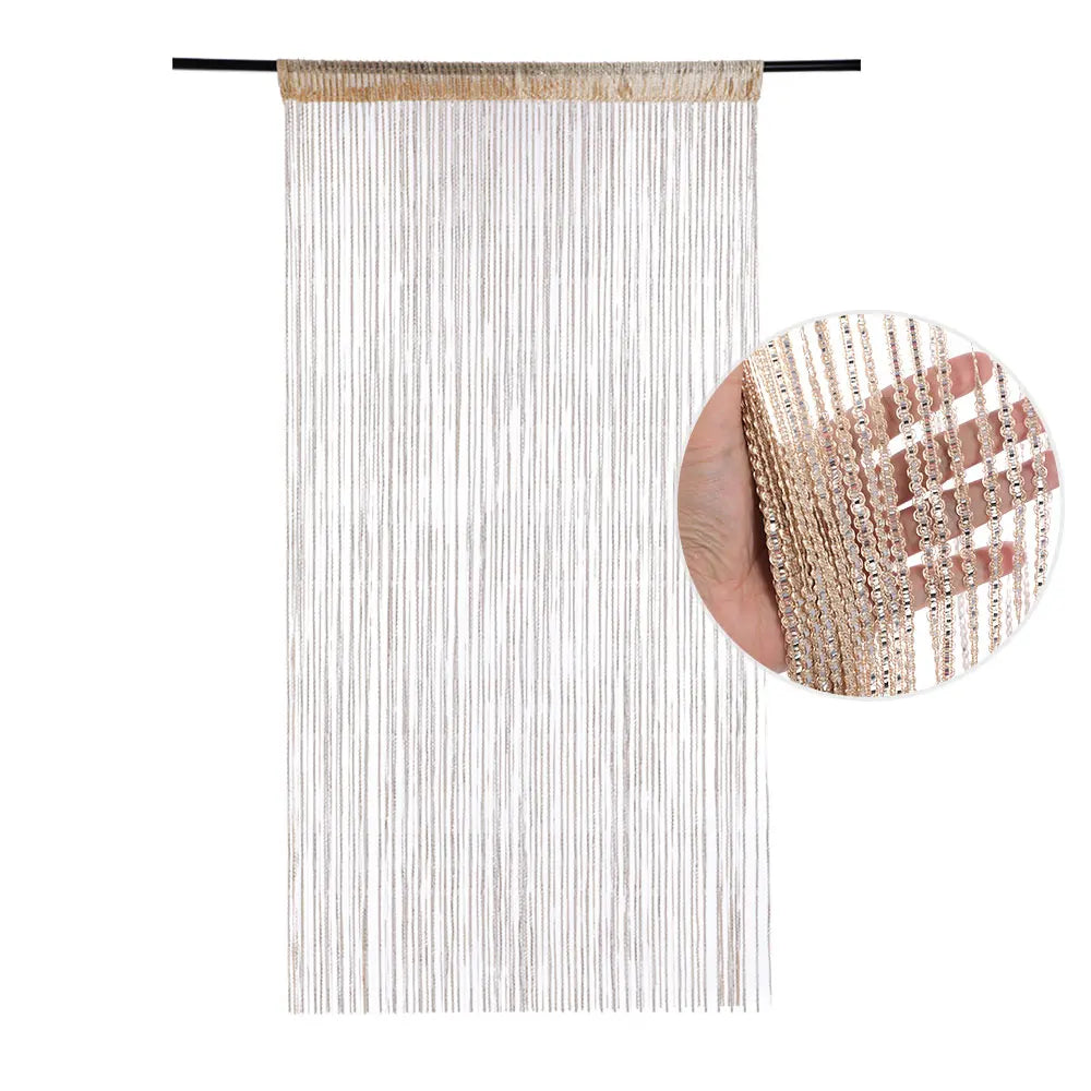 rideau frange brillante polyester moderne festif argenté bleu orange blanc noir barre suspension chambre
