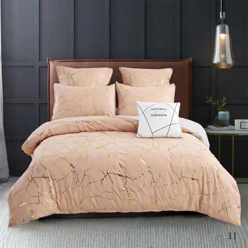 housse couette marbre noire or moderne ensemble literie polyester adultes chambre maison