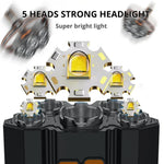 lampe frontale led noire orange rechargeable usb étanche camping pêche aventure modulaire adjustable
