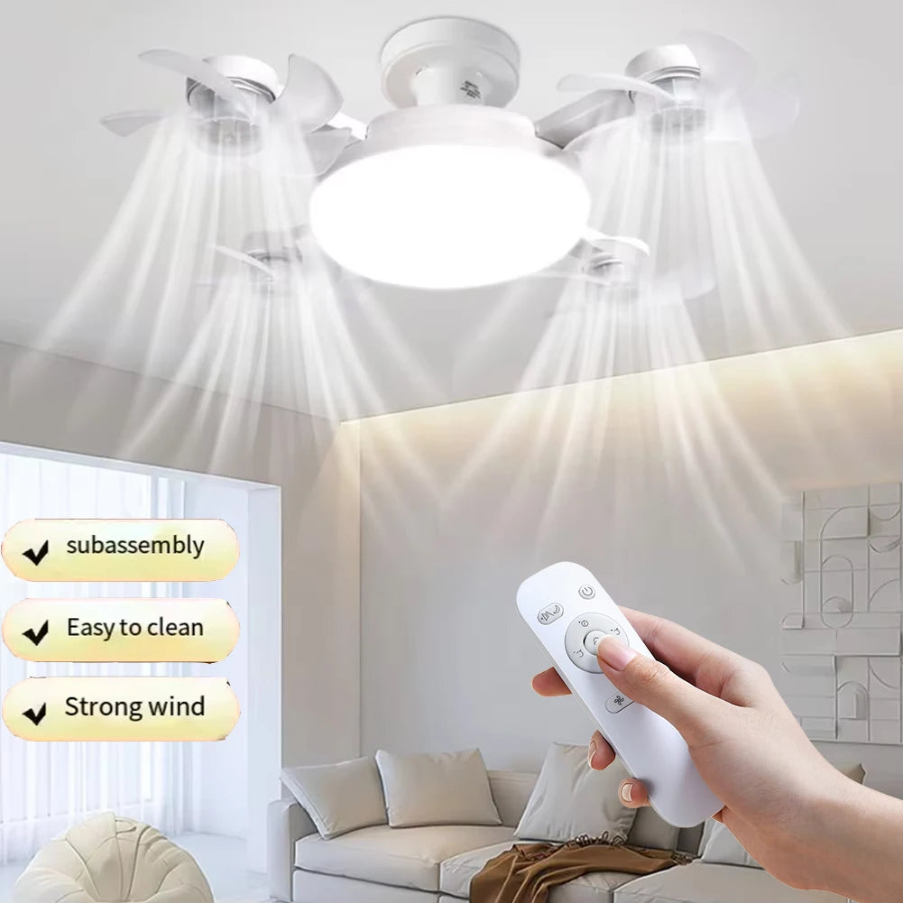 ventilateur blanc moderne ailes télécommande lampe led réglable