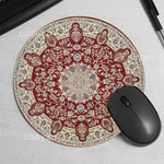 tapis rond vintage oriental persan motif floral ornements floraux rouge beige tapis souris antidérapant