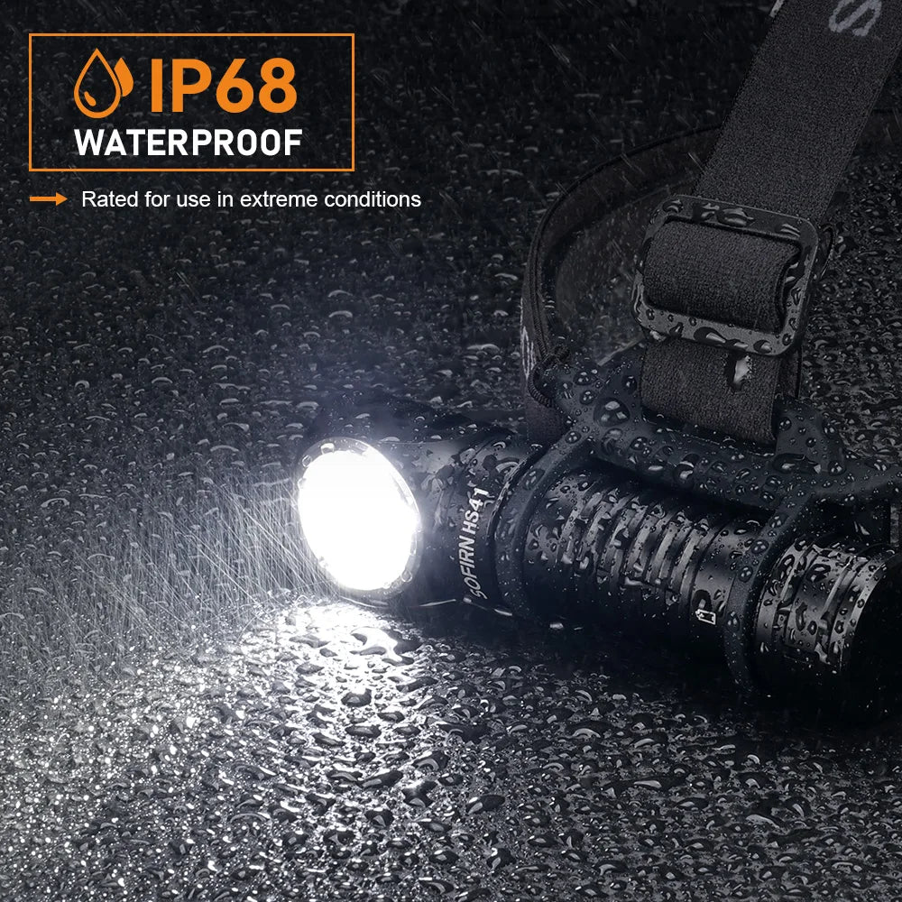 lampe frontale rechargeable led 6500k noire bandeau marron type outdoor camping