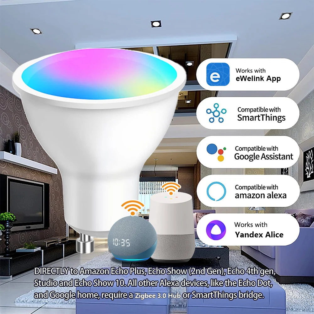 ampoule led gu10 blanc moderne zigbee compatible alexa google yandex weblink