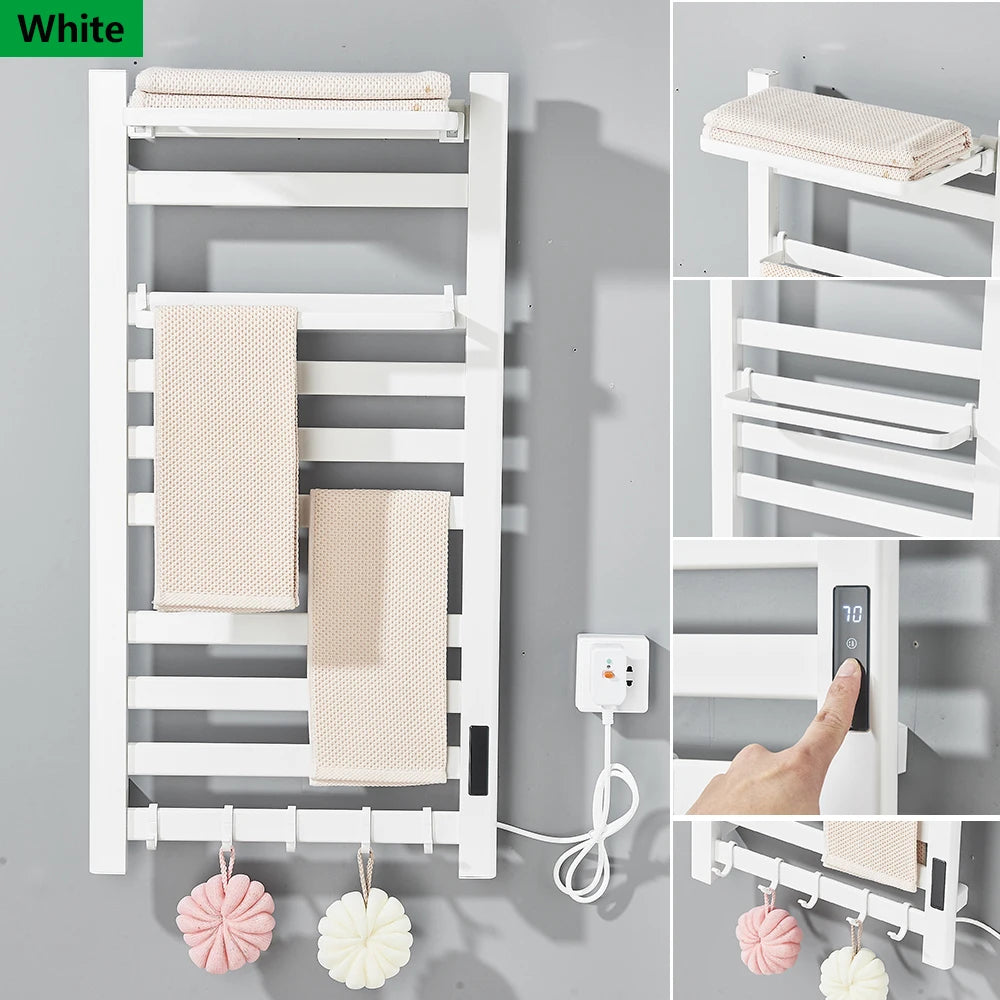 radiateur serviettes électrique acier inoxydable blanc noir moderne thermostatique touchscreen chauffage fibre carbone ipx4